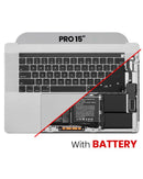 Ensamble de carcasa superior con bateria y teclado para MacBook Pro 15" Touch Bar (A1990 / Finales de 2018 / Inicios de 2019) (Ingles EEUU) (Usado original)