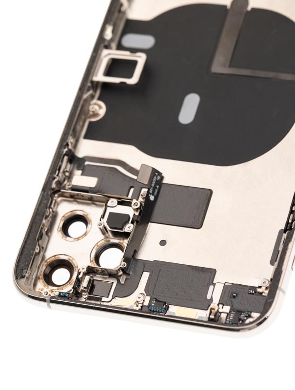 Tapa trasera con componentes pequenos pre-instalados para iPhone 11 Pro Max (Usado OEM: Grado A) (Plata)