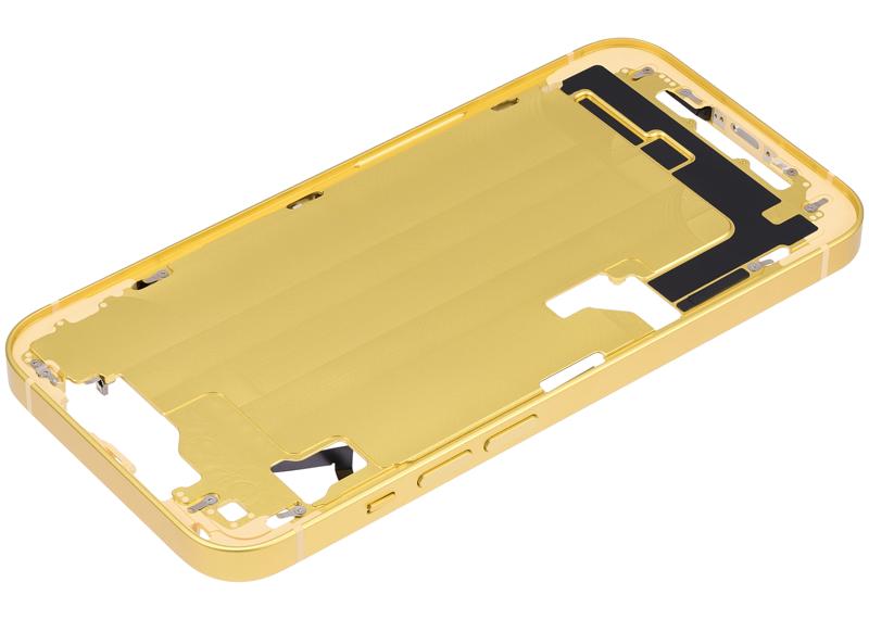 Carcasa media con botones de encendido y volumen para iPhone 14 (Version EE.UU.) (Amarillo)