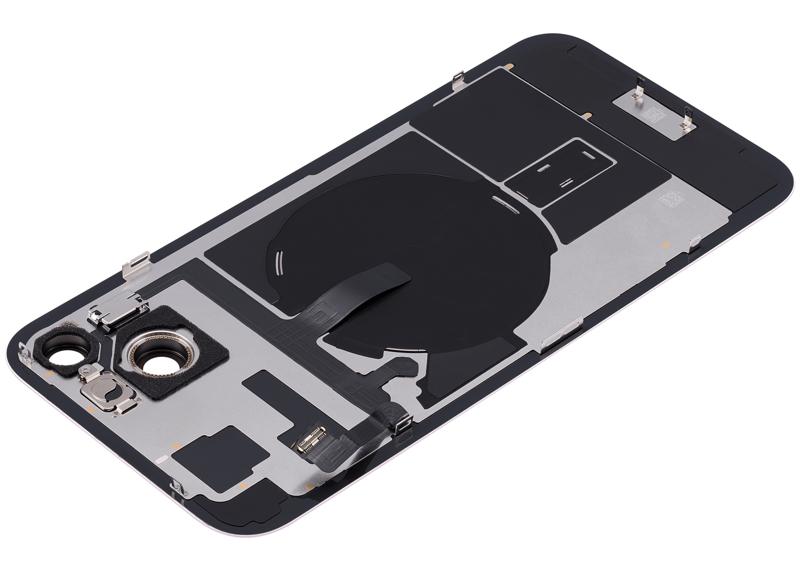 Tapa trasera con placa, NFC, iman MagSafe y flex de linterna para iPhone 15 Plus (Usada original Grado A) (Rosa)