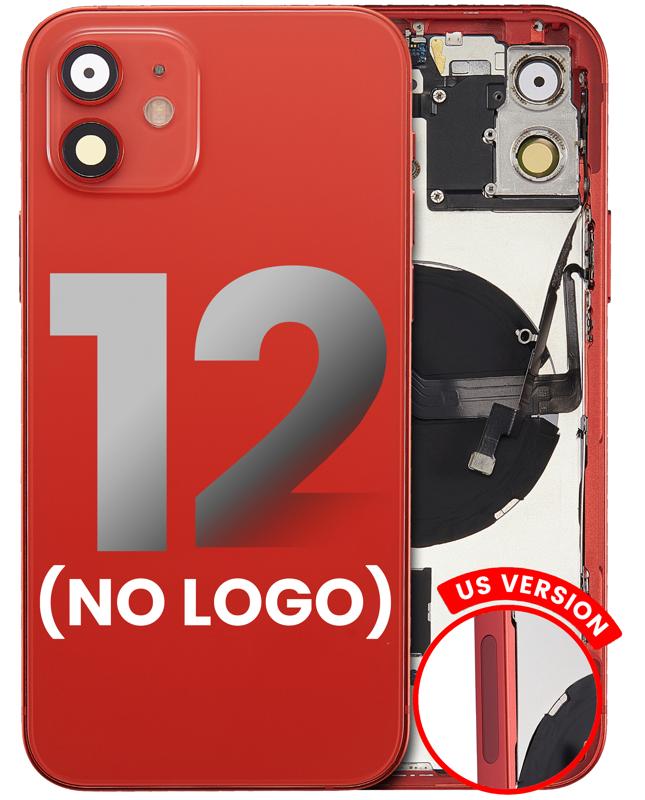 Tapa trasera para iPhone 12 con componentes pequenos pre-instalados (Version US) (Sin logo) (Rojo)