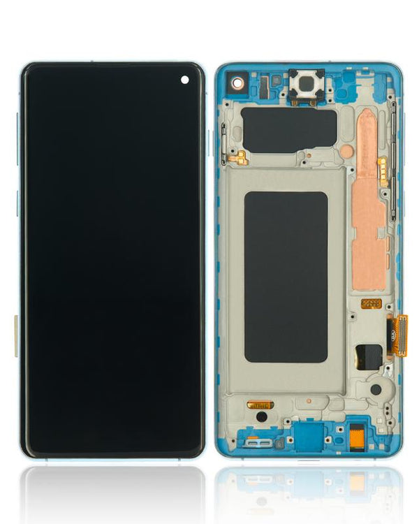 Pantalla LCD con marco para Samsung Galaxy S10 (Sin sensor de huella dactilar) (Azul Prisma)