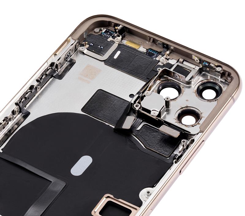 Tapa trasera para iPhone 11 Pro con componentes pequenos pre-instalados (Sin logo) (Dorado)