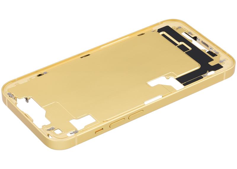 Carcasa intermedia con botones de encendido y volumen para iPhone 14 (Usado, OEM, Calidad C) Amarillo