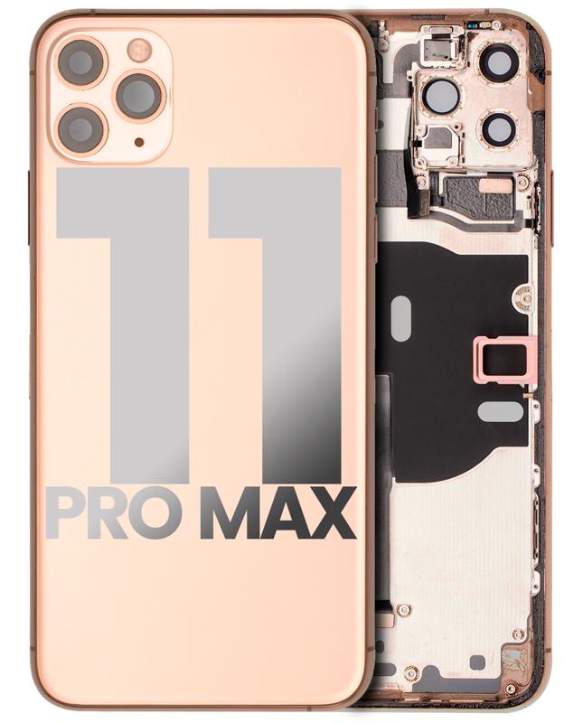 Tapa trasera para iPhone 11 Pro Max con componentes pequeños preinstalados (Usada original Calidad B) (Oro)