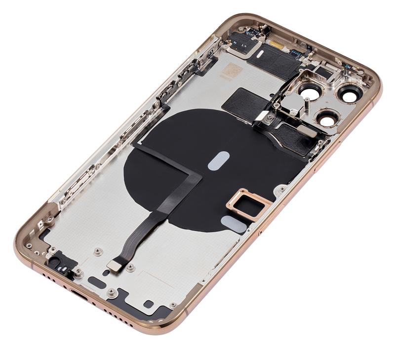 Tapa trasera para iPhone 11 Pro con componentes pequenos pre-instalados (Sin logo) (Dorado)