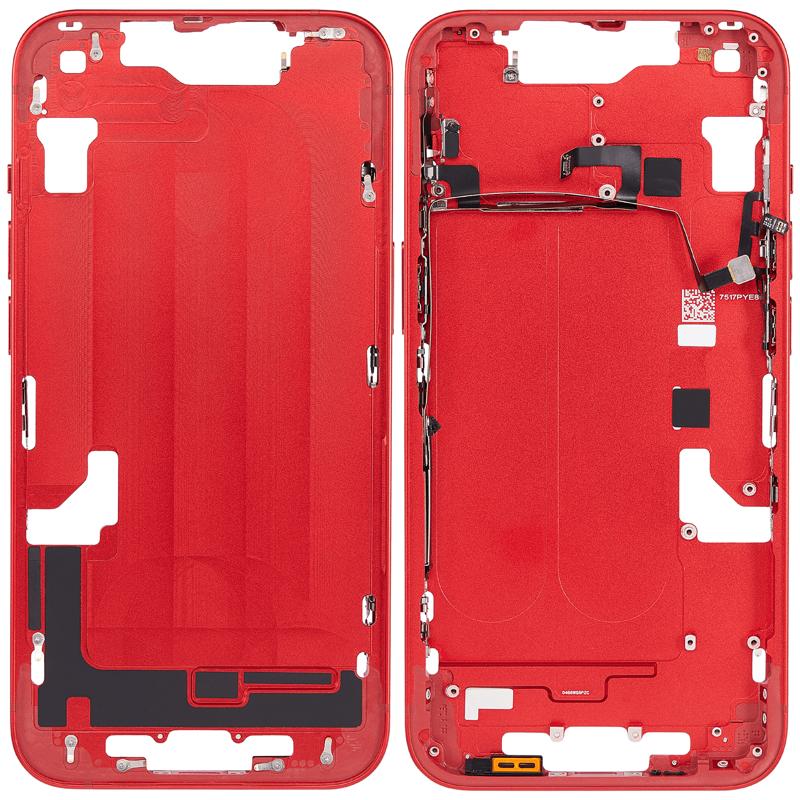 Carcasa intermedia con botones de encendido y volumen para iPhone 14 (Version US) (Rojo)