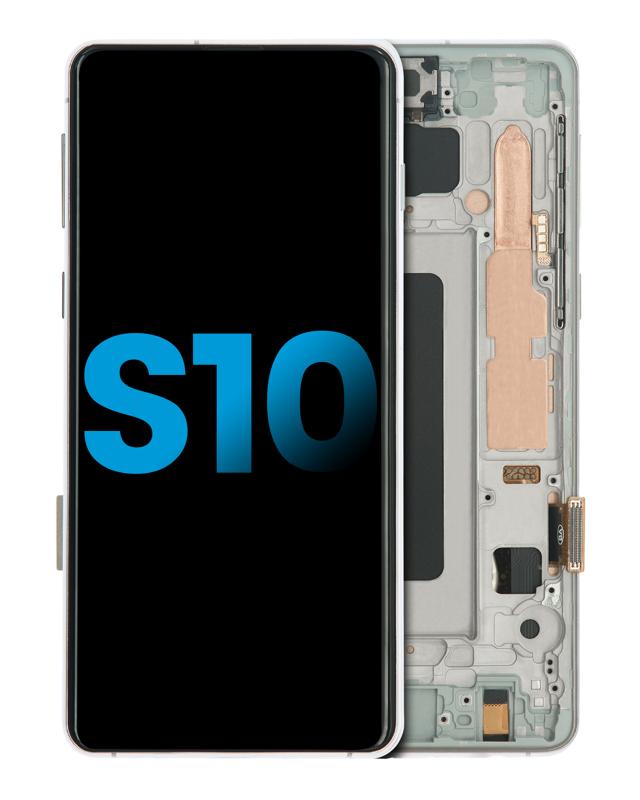 Pantalla LCD con marco para Samsung Galaxy S10 (Sin sensor de huellas) (Blanco Prisma)