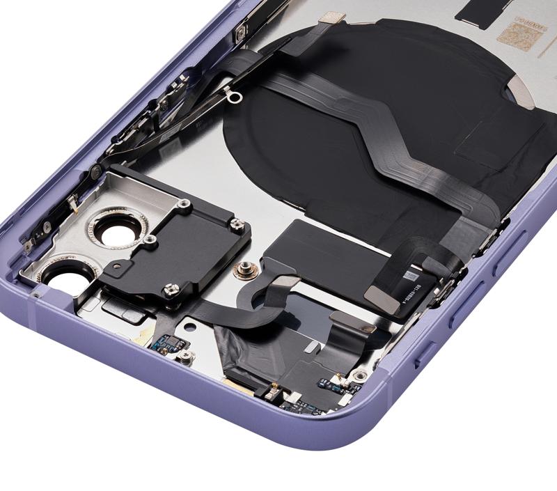 Tapa trasera con componentes pequenos pre-instalados para iPhone 12 (Version US) (Sin logo) (Morado)