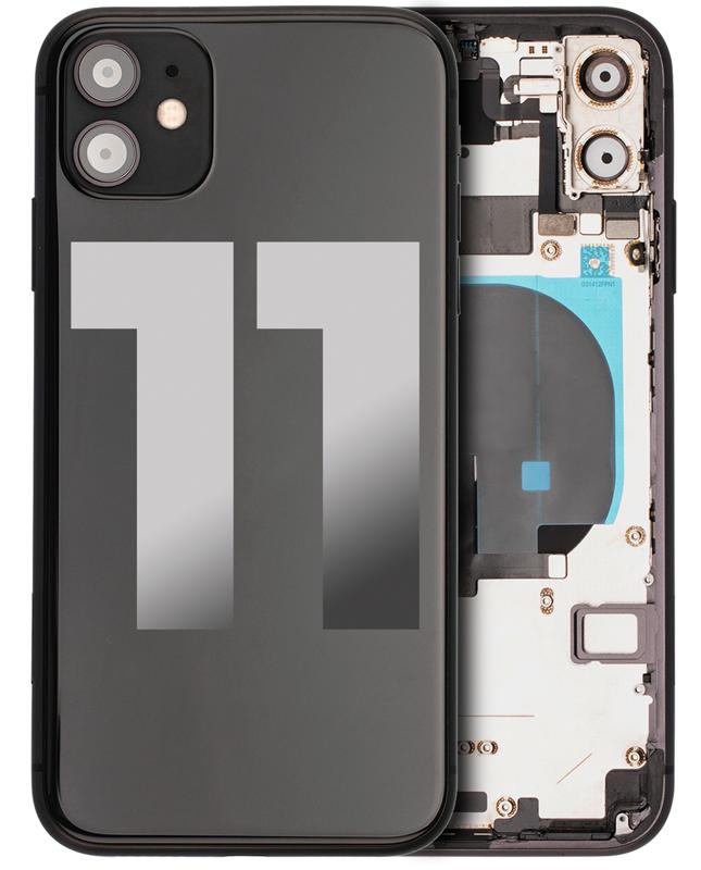 Tapa trasera con componentes pequenos pre-instalados para iPhone 11 (Negro)