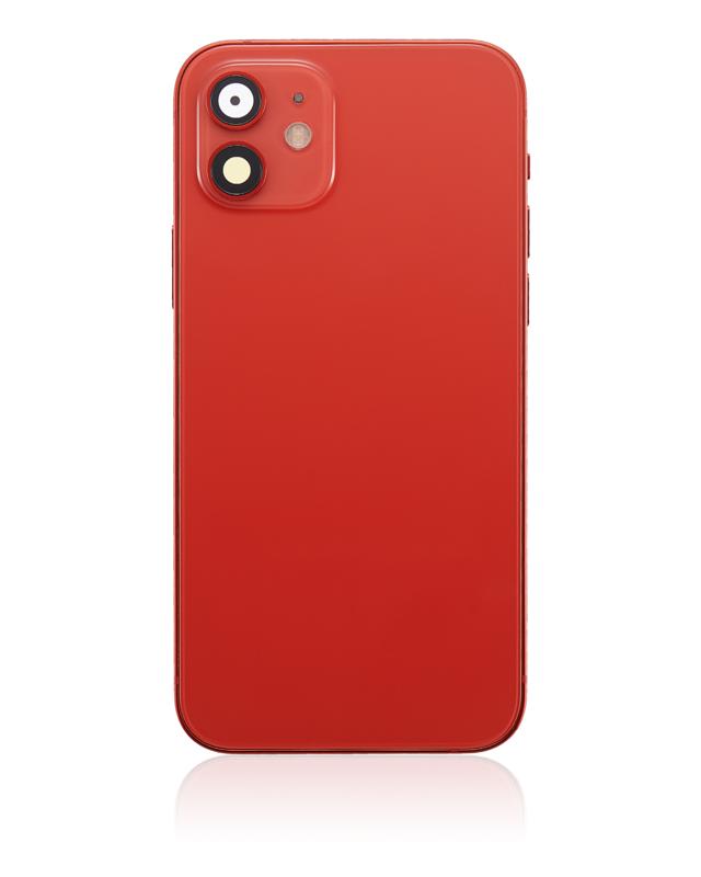 Tapa trasera para iPhone 12 con componentes pequenos pre-instalados (Version US) (Sin logo) (Rojo)