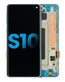 Pantalla LCD con marco para Samsung Galaxy S10 (Sin sensor de huella dactilar) (Azul Prisma)