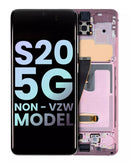 Pantalla OLED con marco para Samsung Galaxy S20 5G (Marco no para Verizon 5G UW) original (Rosa nube)