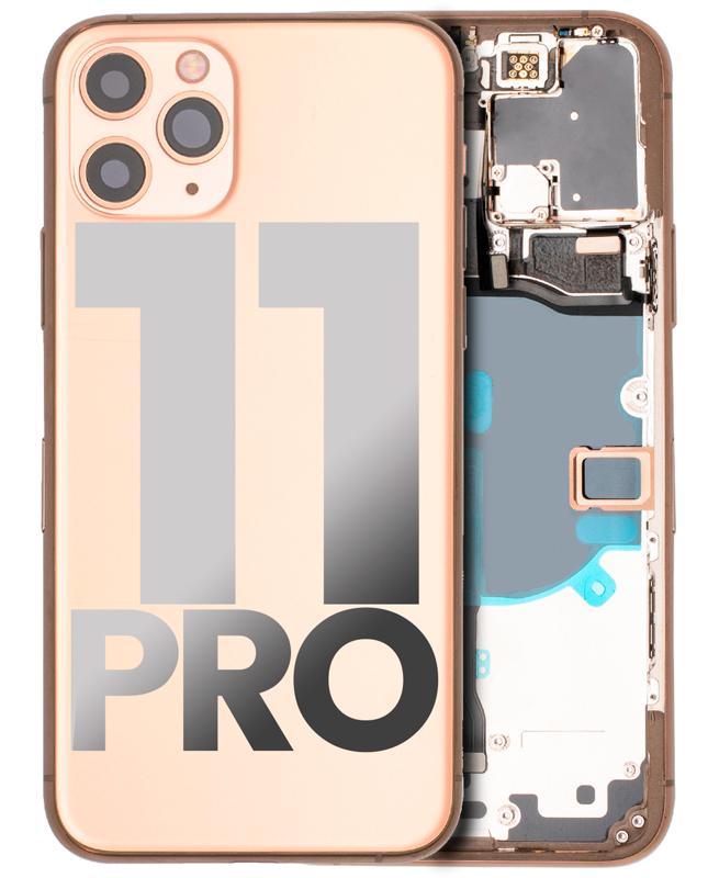 Tapa trasera con componentes pequenos pre-instalados para iPhone 11 Pro (Mate Oro)