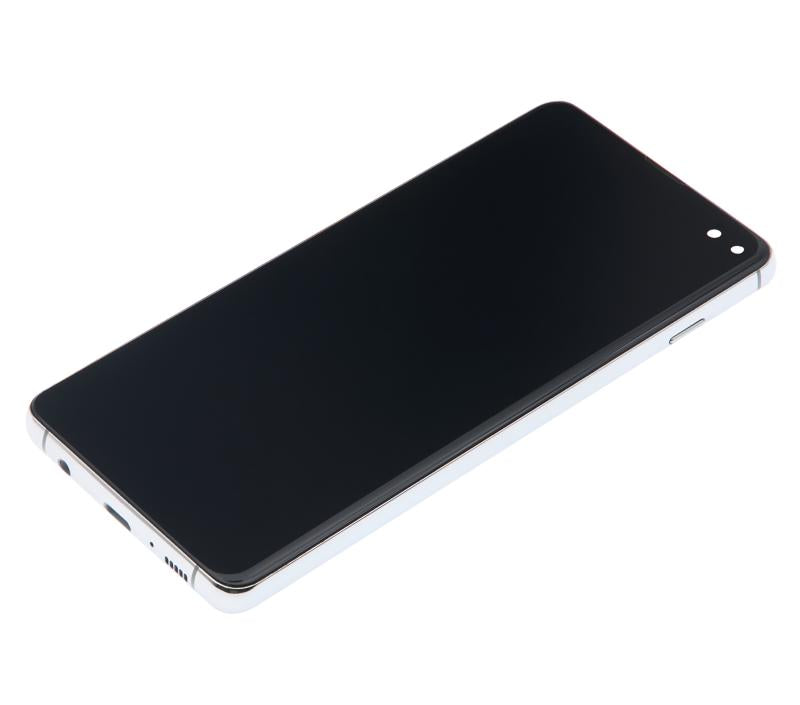 Pantalla LCD con marco para Samsung Galaxy S10 Plus (Sin sensor de huellas) Blanco Prisma