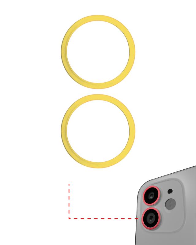 Anillo embellecedor de la camara trasera para iPhone 11 (Amarillo) (Conjunto de 2 piezas) (Paquete de 10)