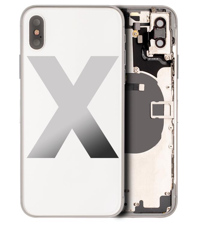 Tapa trasera para iPhone X con componentes pequeños pre-instalados (Plata)